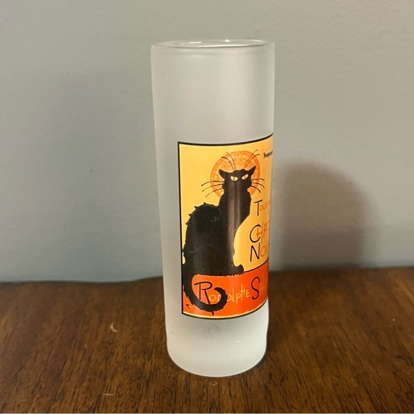 Le Chat Noir shot frosted shot glass. - Picture 2 of 9